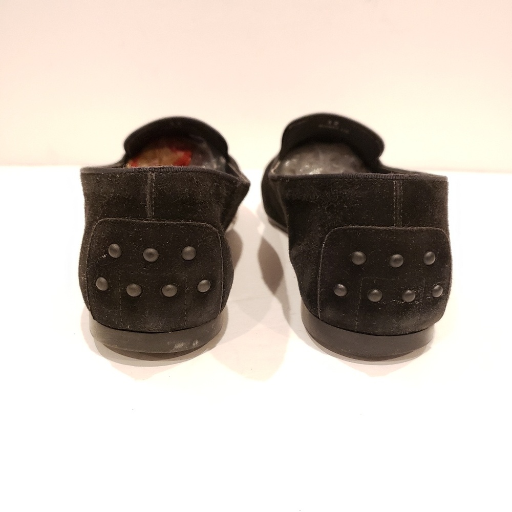 Tod's women's shoes flats Black Suede Studded Smoking Slippers Size 39 silver - Picture 4 of 7